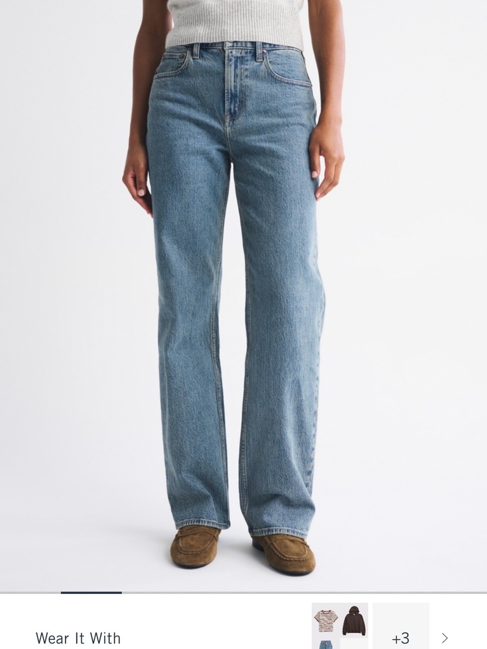 Abercrombie & Fitch Women's Straight-Leg Jeans in Light Blue Wash
